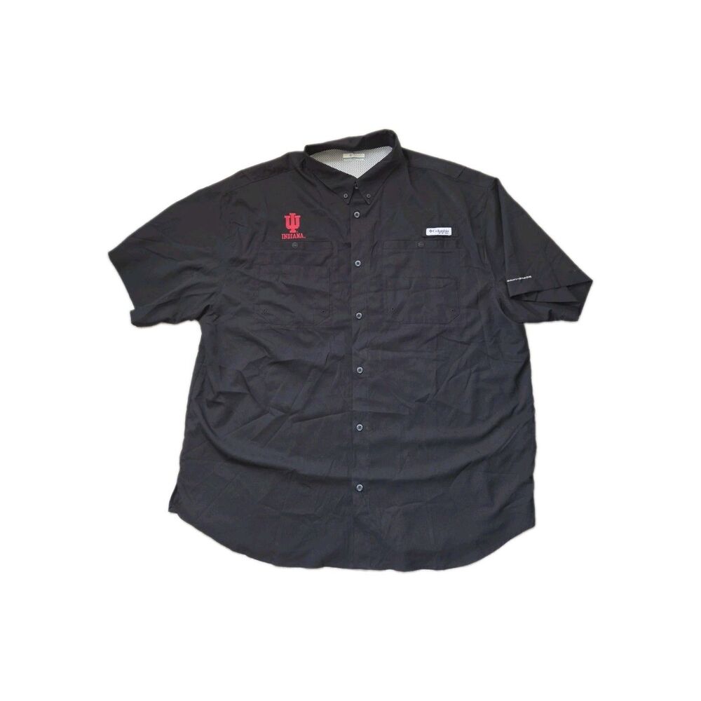 Columbia PFG Indiana Hoosiers Shirt Mens XXL Black Omni Shade Fishing Button Up